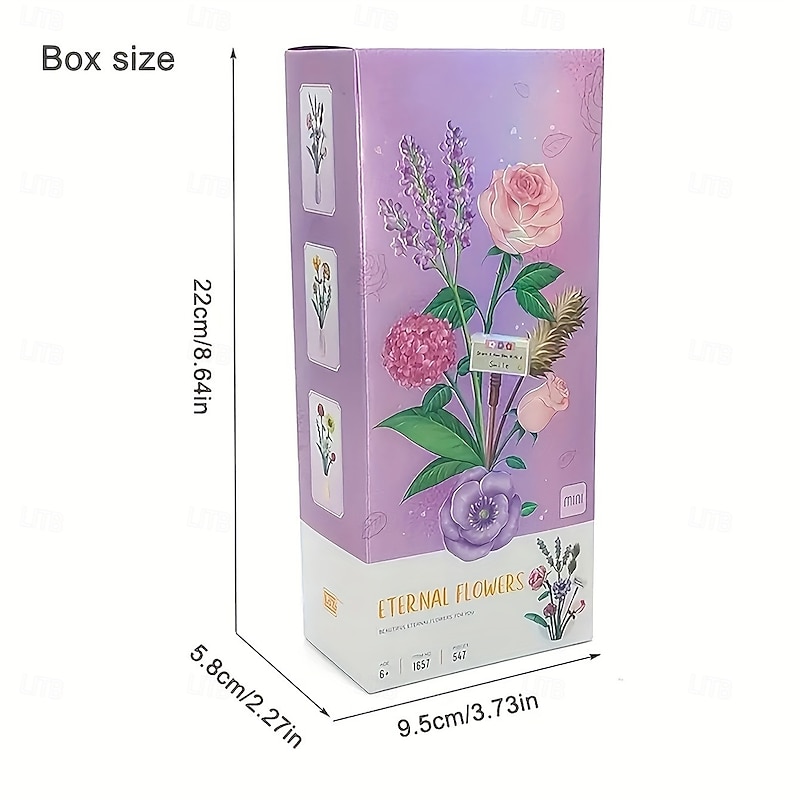 Flower Bouquet Mini Building Blocks Set - DIY Brick Construction Colorful Home Decoration Holiday Gift Idea for Christmas Halloween and Special Occasions3