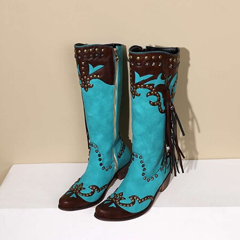 Retro Vintage Hippie 1970s Shoes Western Boot Hippie West Cowboy Rivet Tassel Fringe Fancy Dress Women's Carnival Masquerade Vacation Party / Evening Daily Wear Adults' Shoes4