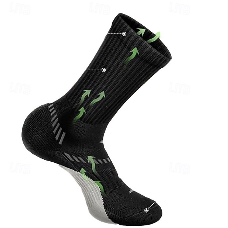 Men's 6 Pack Multi Packs Socks Crew Socks Black White Color Christmas Pattern Sports & Outdoor Daily Vacation Basic Medium Spring Fall Fashion Casual3