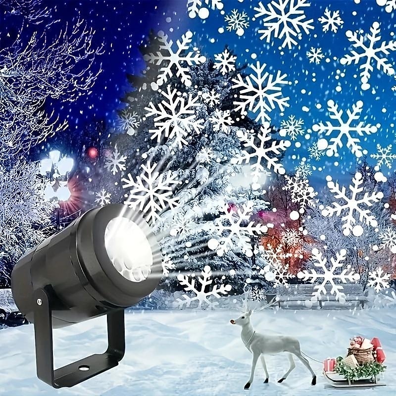 1 Pc Christmas Snowflake Projection Lamp USB Powered Indoor and Outdoor Festive Party Atmosphere Decorative Lamp