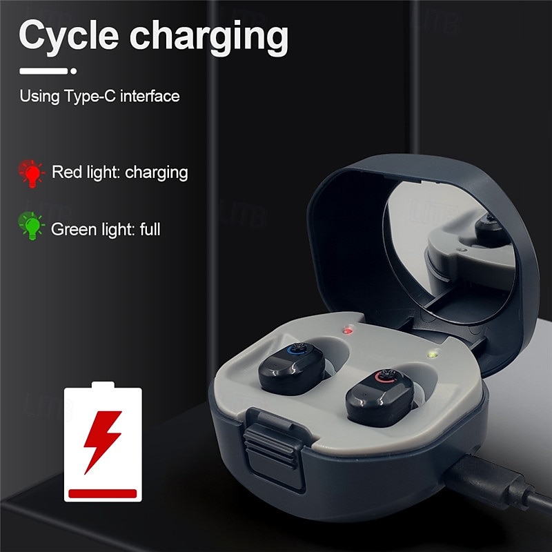 Mini Portable TWS Hearing Aids Charging Compartment Hearing Aids Invisible In-Ear Long Endurance Audiphone Magnetic Charging Assisted Listen Sound Amplifier for Elderly Person3