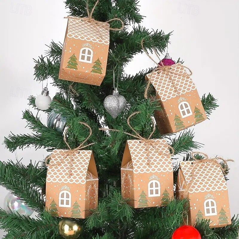 20pcs Mini Kraft Paper Christmas Candy Boxes - Adorable Gift Bags for Party Favors Tree Decorations Wedding Presents & Holiday Celebrations for Christmas Gifts3