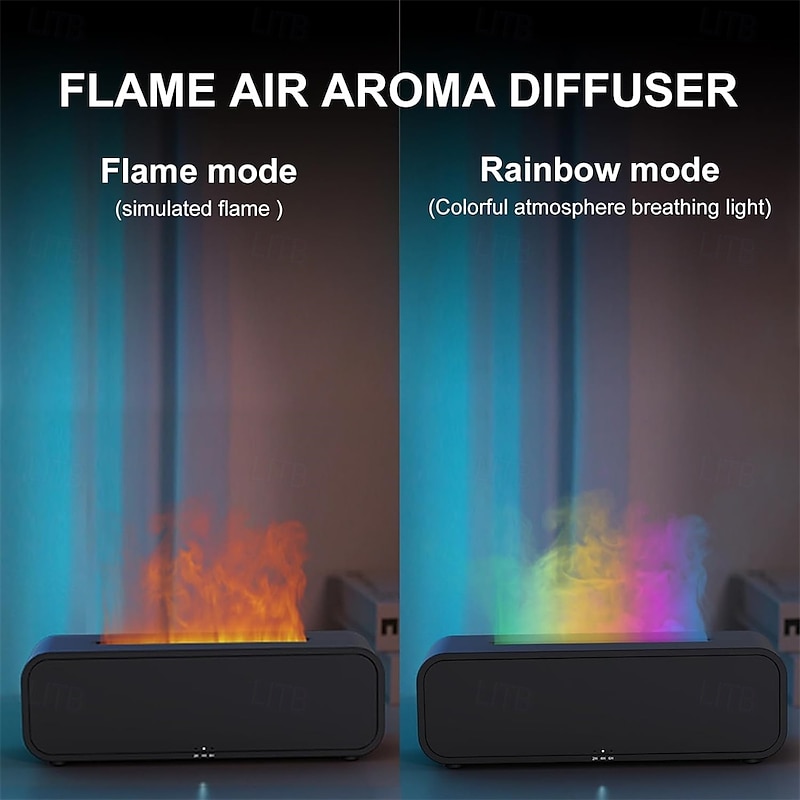 Colorful Flame Air Aroma Diffuser Humidifier Dynamic Fire Flame Sound Pickup Aromatherapy Diffuser for Home Office Room4