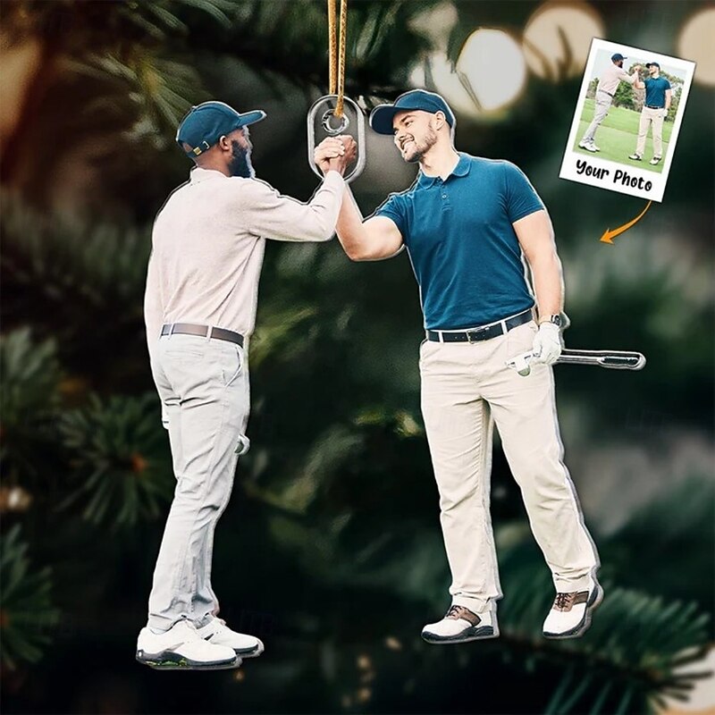 Personalized Photo Christmas Ornaments Acrylic 2D Custom Gift for Golf Player Photo Ornament Christmas Tree Ornaments Xmas Decoration Hanging Pendant Gifts2
