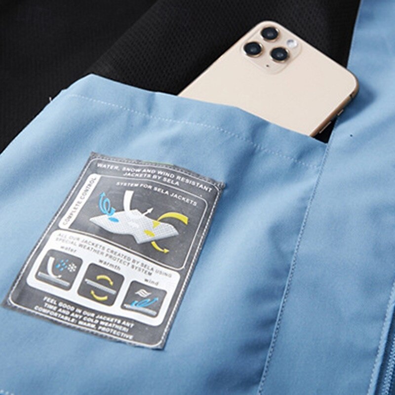 Men's Rain Jacket Outdoor Waterproof Windproof Hiking Outfits Hiking Clothes Spring Autumn / Fall Windbreaker Solid Color Dark Grey Black White4