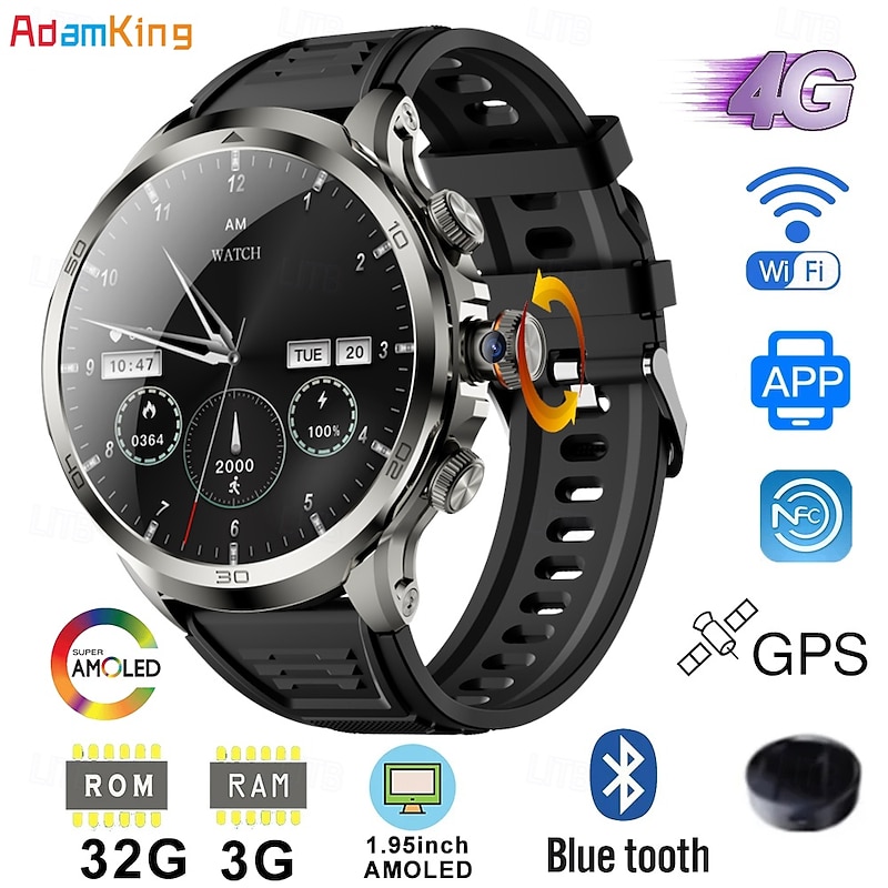 696 H19 Smart Watch 1.95 inch Smartwatch Fitness Running Watch Bluetooth Pedometer Call Reminder Sleep Tracker Compatible with Android iOS Men GPS Hands-Free Calls with Camera IP 67 52mm Watch Case