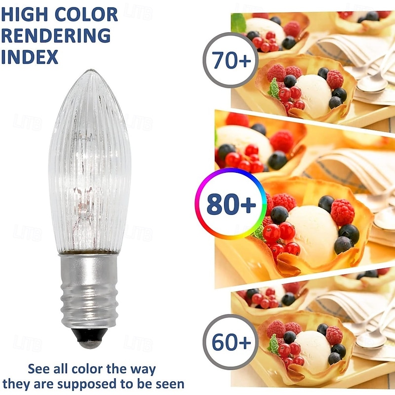 E10 Candle Light Bulbs 34V 3W Warm White Replacement Bulbs for Arch Candle Fairy Lights Tapered Candle Top Candle 10Pcs4