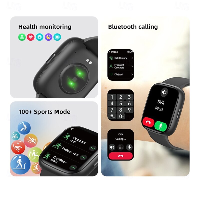 696 IDW26 Smart Watch 1.83 inch Smart Band Fitness Bracelet Bluetooth Call Reminder Sleep Tracker Heart Rate Monitor Compatible with Android iOS Women Men Hands-Free Calls Message Reminder IPX-0 40mm3