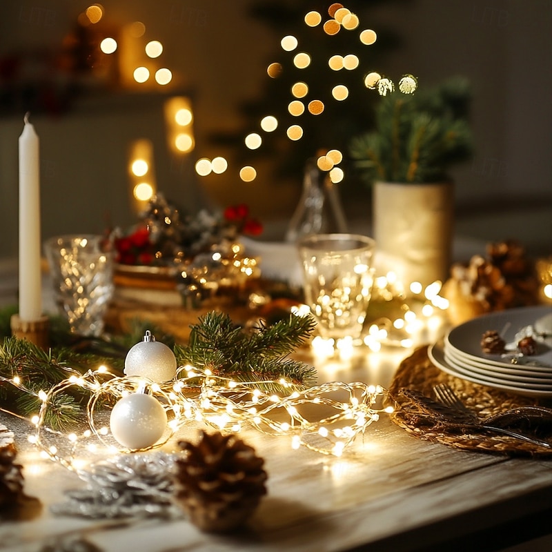 Mini Waterproof Copper Wire Fairy Lights, Firefly String Lights 3 Speed Twinkle Modes  for Christmas and Holiday Decorations 10/30/100pcs2