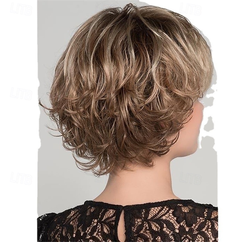 Synthetic Wig Curly With Bangs Wig Short Ombre Blonde Synthetic Hair Women's Blonde2