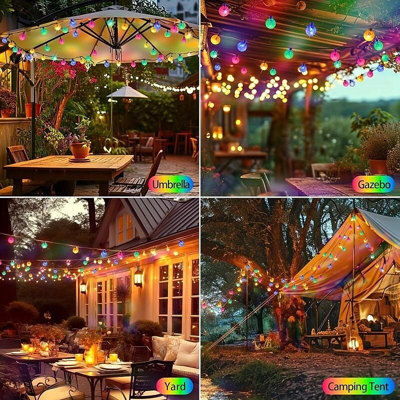 10M100Leds Christmas Solar Outdoor Bubble Ball Small Ball Light String Courtyard Christmas Tree Fence Steps Balcony Wedding Festival Party Connection Atmosphere Decorative Lights4