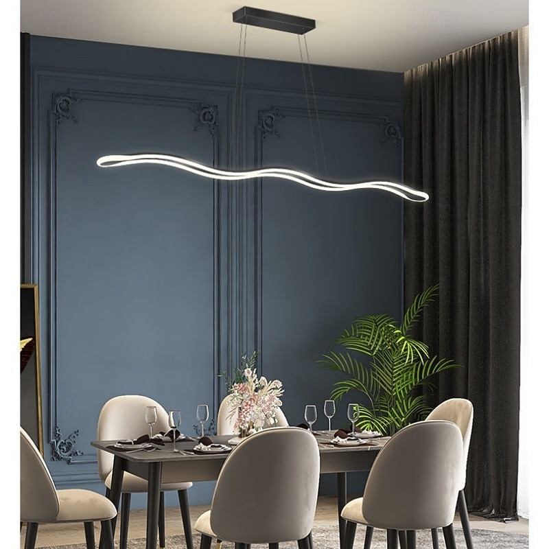 Pendant Light Wave-Shape Dining Table Ceiling Hanging Lamps Modern LED Chandelier Ceiling Lights Fixture Simple Decor Suspended Lamp for Dining Room 100cm 220-240V2