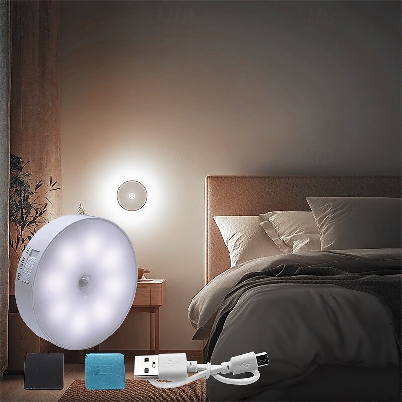 8LED Motion Sensor Night Light, USB Rechargeable Stair Cabinet Light Automatic On/Off, Ideal for Kitchen, Bedroom, Closet, Stairs and Hallway3
