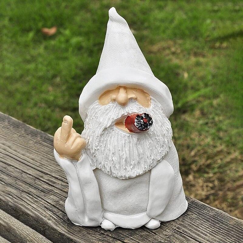 Garden Gnome Polyresin Figures Decoration Cheeky Garden Gnomes Gnomes, Smoking Gnome Sculpture Funny Garden Gnomes Weatherproof2