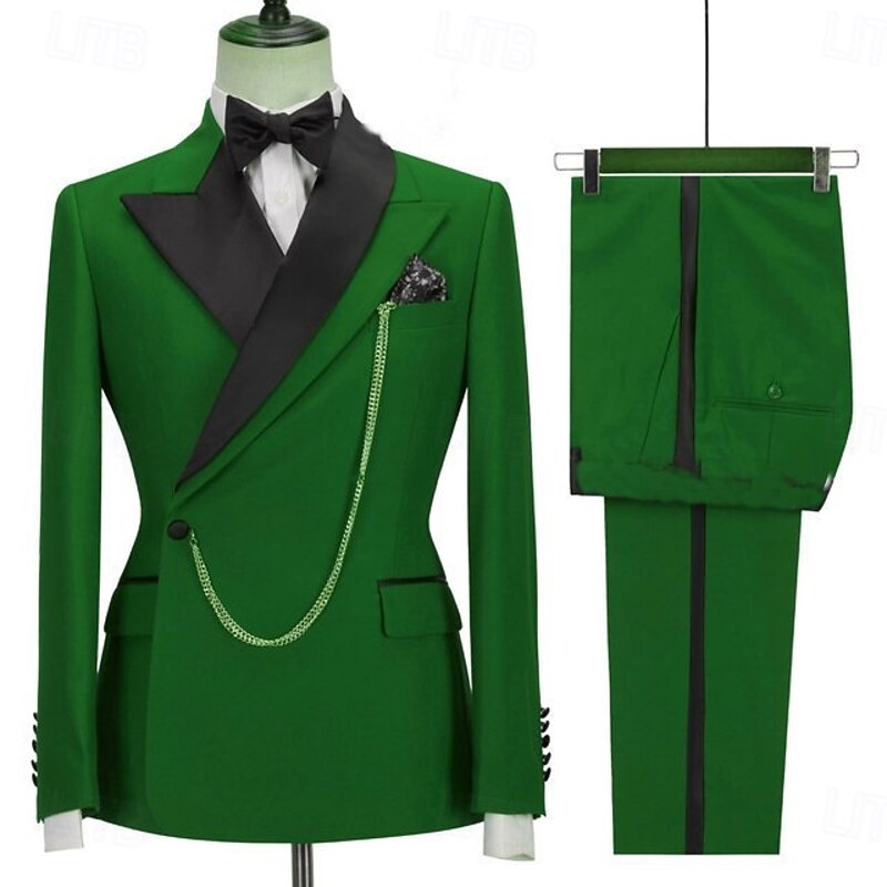 Men's Wedding Party Suits Black White Fashion Business Solid Colored Tailored Fit 2 Piece Single Breasted One-button2