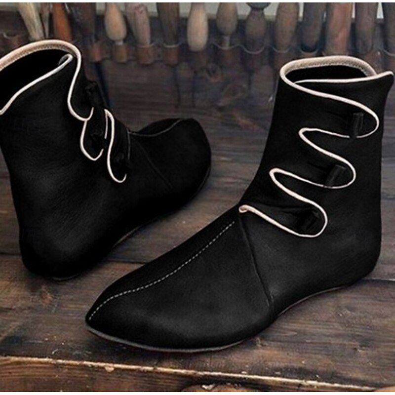 Vintage Medieval Renaissance Shoes Flat Jazz Boots Turn Shoes Pirate Elven Archery Fancy Dress Men's Women's Unisex Celtic Pirate Fantasy Halloween Carnival Masquerade Casual Daily LARP Adults' Shoes2