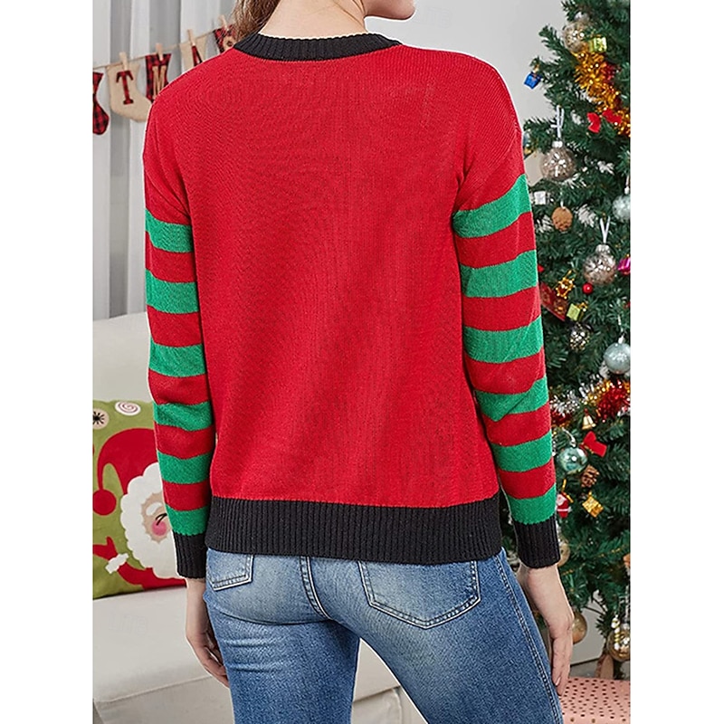 Christmas Reindeer Ugly Christmas Sweater Pullover Jumper Anime 3D Funny For Women's Adults' Christmas Carnival Non-Printing Party Casual Daily2