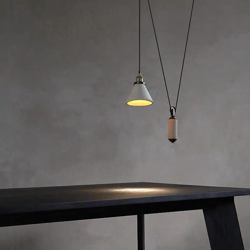 Vintage Edison Ceiling Pendant Light Height Adjustable Cable E27 Industrial Pulley Lighting Island Lamp2