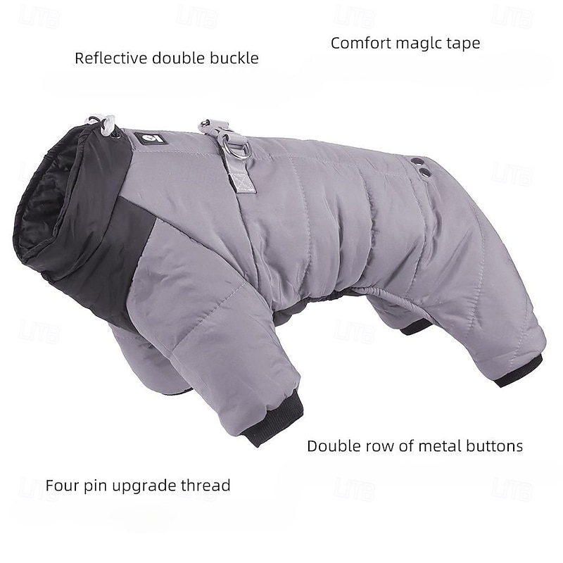 Dog Coat Jacket Puffer Jacket Winter with Harness Winter Reflective Windproof Warm Water-Resistant Outdoor Small Medium4