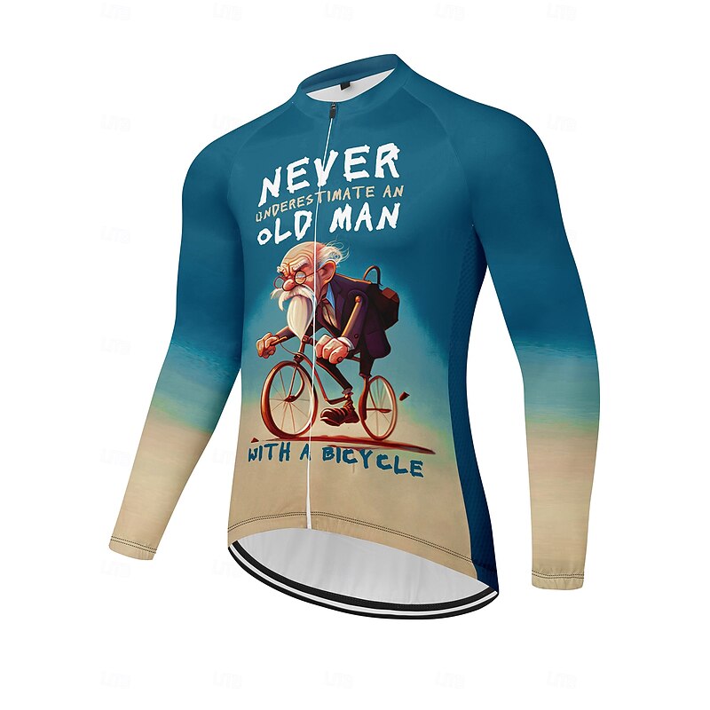 Men's Cycling Jersey Long Sleeve Bike Top with 3 Rear Pockets Anti-slip Strap Quick Dry Reflective Strips Back Pocket Blue Sports Clothing Apparel2