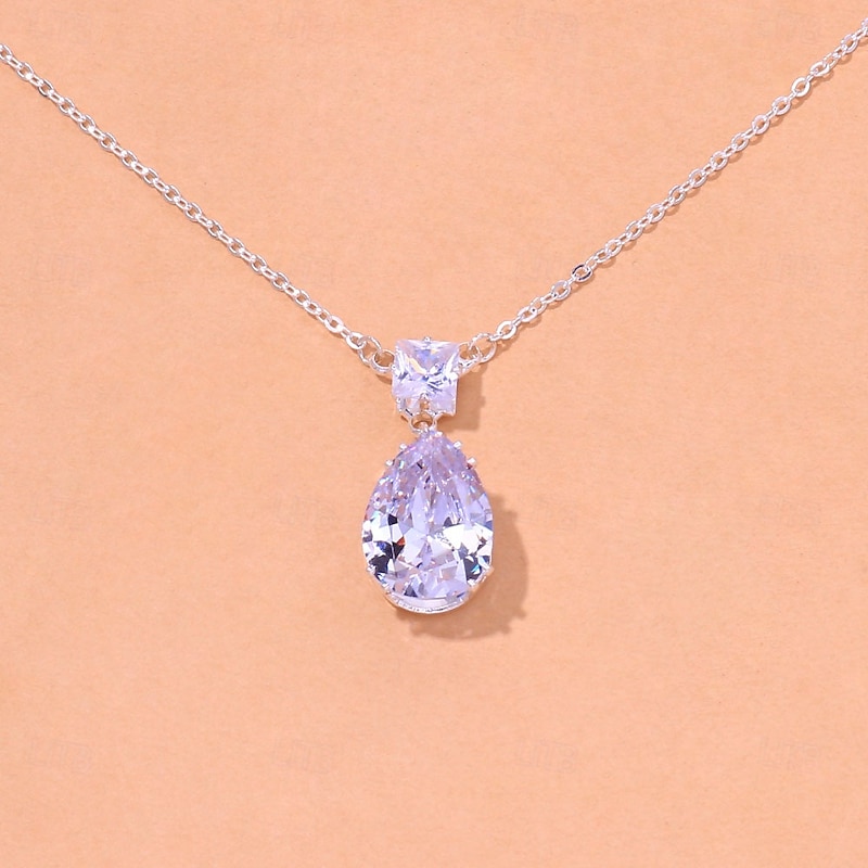 Elegant Teardrop Crystal Necklace and Earring Set – Sparkling Jewelry for Brides and Formal Occasions4