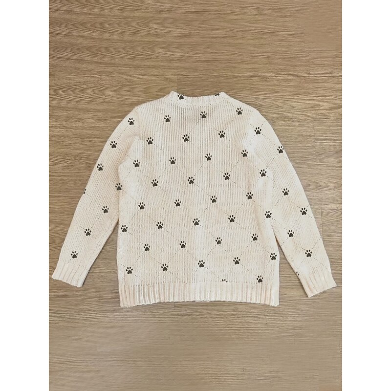 Women's Cardigan Sweater Knitted Ribbed Button Front Round Neck Long Sleeve Lightweight female Daily Graphic Crew Neck Print Regular Tops Knit Weekend Beige Fall Winter2