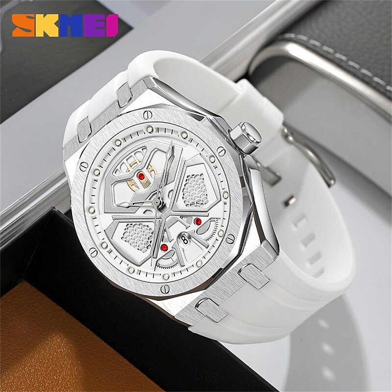 SKMEI Men Quartz Watch Outdoor Sports Fashion Casual Luminous Calendar Waterproof Decoration Silicone Gel Watch3