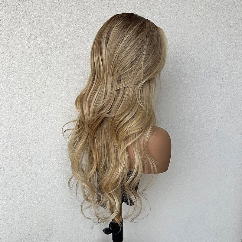 Remy Human Hair 13x4 Lace Front Wig Free Part Brazilian Hair Wavy Blonde Multi-color Wig 130% 150% Density Ombre Hair Highlighted / Balayage Hair Glueless For Women Long Human Hair Lace Wig2