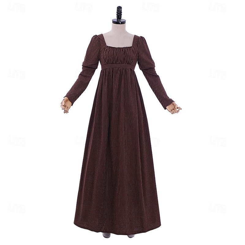 Medieval Renaissance Cocktail Dress Prom Dress Regency Inspired Dress Lady Princess Stripes Square Neck Fancy Dress Women's Royal Masquerade Party Halloween Tea Party Adults' Dress