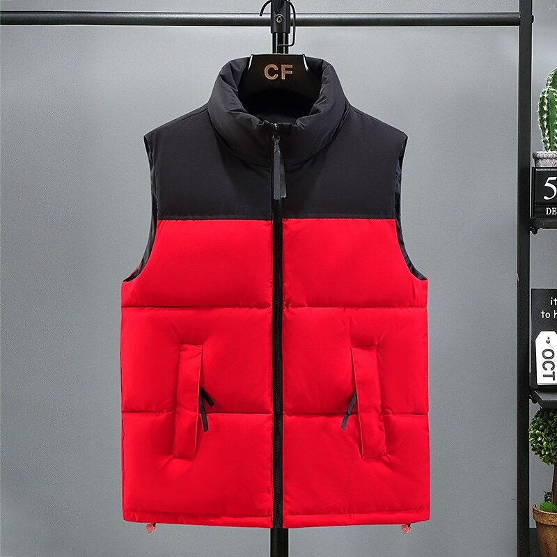 Men's Puffer Vest Padded Gilet Quilted Vest Daily Date Vacation Fashion Casual Fall & Winter Pocket Polyester Warm Comfortable Color Block Zipper Stand Collar Regular Fit Black Yellow Red Royal Blue4