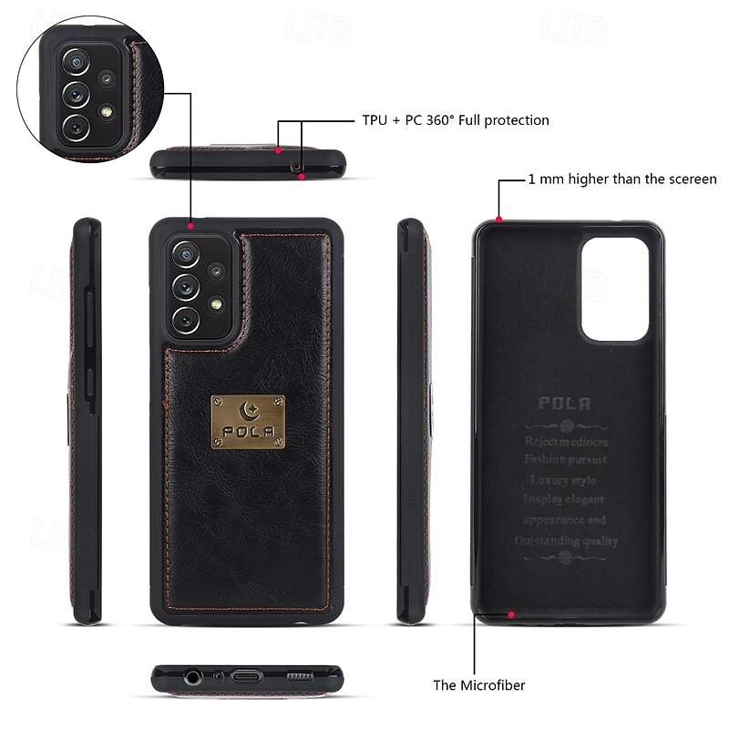 Phone Case For S24 S23 S22 S21 Ultra Plus S20 Back Cover with Stand Holder Magnetic Zipper Retro TPU PU Leather3