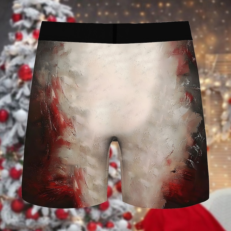 Santa Claus Green Monster Furry Christmas Pajamas Boxer Briefs Underwear Christmas Gift Men's Funny Christmas Pattern Adults Christmas New Year Christmas Eve Christmas Party3