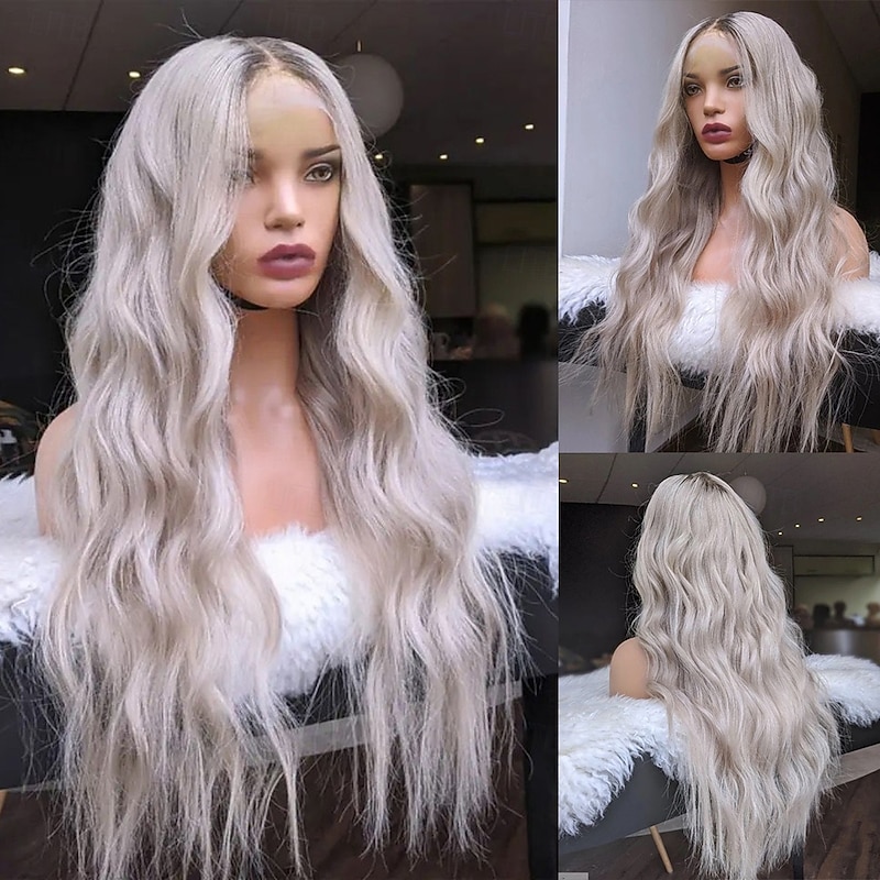 Remy Human Hair 13x4 Lace Front Wig Middle Part Brazilian Hair Wavy Multi-color Wig 130% 150% Density Ombre Hair Natural Hairline 100% Virgin Glueless Pre-Plucked For Women Long Human Hair Lace Wig