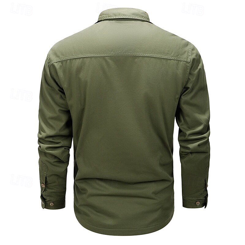 Men's Cow Print Work Shirt Western Shirt Cargo Shirt Long Sleeve Casual Sports & Outdoor Going out Fall Winter Turndown Print Black Army Green Khaki4