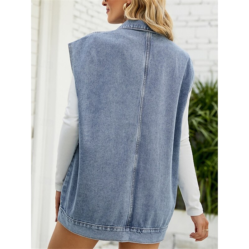 Women's Vest Outdoor Street Daily Wear Fall Winter Regular Coat Regular Fit Thermal Warm Breathable Stylish Casual Jacket Sleeveless Plain with Pockets Black Blue Khaki4