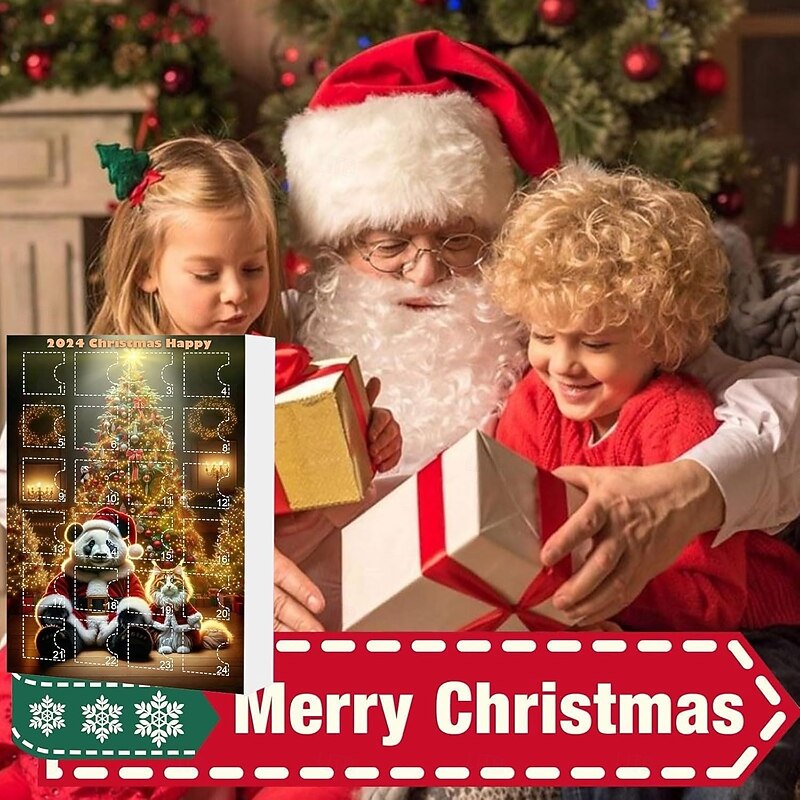 2025 Christmas Panda Countdown Calendar - Acrylic Indoor Decorations - Panda Collectible Baby 2D Ornament Set - Christmas Calendar - 24 Day Countdown Advent Calendar2