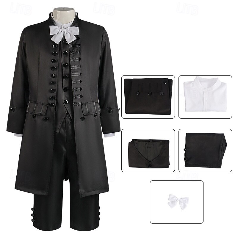 Rococo Baroque Victorian Outfits Solid Colored Fancy Dress Men's Royal Halloween Carnival Performance Party Masquerade Adults' Coat Vest Shirt All Seasons3