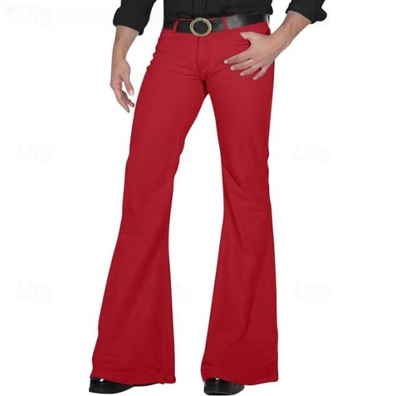 Men's Dress Pants Flared Pants Bell Bottom Trousers Suit Pants Pocket Plain Comfort Soft Full Length Wedding Party Business Fashion Streetwear Black White3