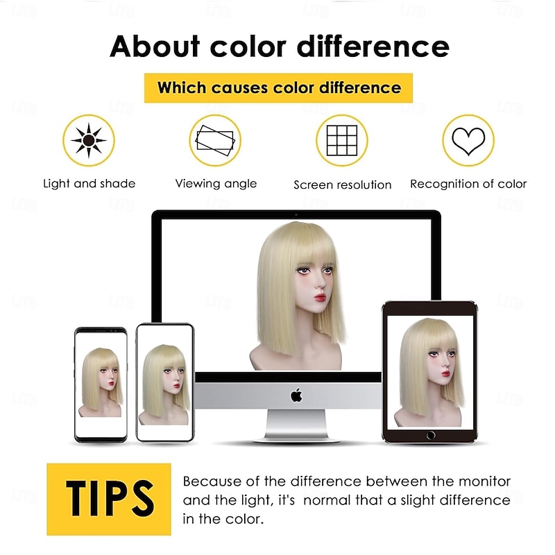 Bob Wig with Bangs Short Straight Wig for Women Natural Looking Heat Resistant Synthetic Wig for Grils Daily Party Halloween Cosplay Use3