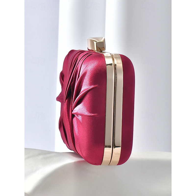 Elegant Satin Evening Clutch for Women – Glamorous Knot Design with Gold Frame, Perfect for Weddings, Parties, and Formal Events4