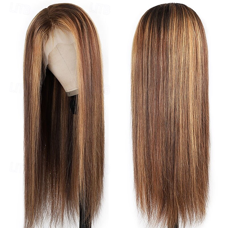 4*4 Lace Wig Piano Color P4/27 Straight Front Lace Human Hair 150% Density2