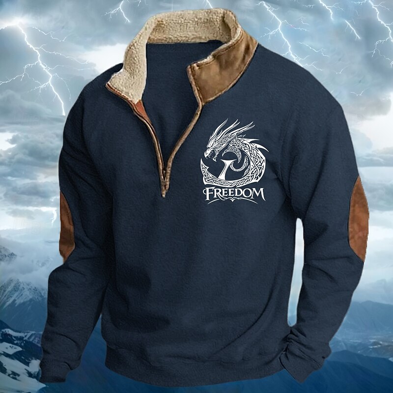 Men's Sweatshirt Quarter Zip Sweatshirt Black Navy Blue Khaki Light Grey Half Zip Plain Sports & Outdoor Daily Holiday Polyester Streetwear Cool Viking Winter Spring &  Fall Clothing Apparel Hoodies