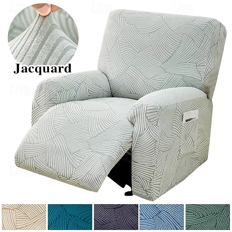 Jacquard Recliner Covers Slipcovers Lazyboy Covers Couch Chair Cover 4-Pcs Set, Non Slip Reclining with Storage Pockets Furniture Protector for Living Room