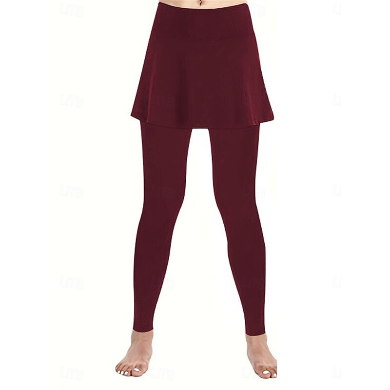 Women's Chinos Skort Cozy Leggings Casual / Sporty Full Length High Waist Plain High Cut Comfy Soft Comfortable Micro-elastic Gym Black Wine Khaki Gray Spring & Fall Regular Fit 8