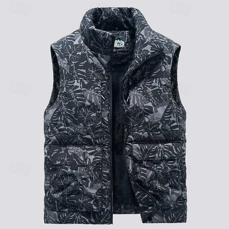 Men's Fishing Vest Daily Casual Spring &  Fall Pocket Polyester Comfortable Solid Color Zipper Stand Collar Black Khaki Dark Blue Dark Gray Vest