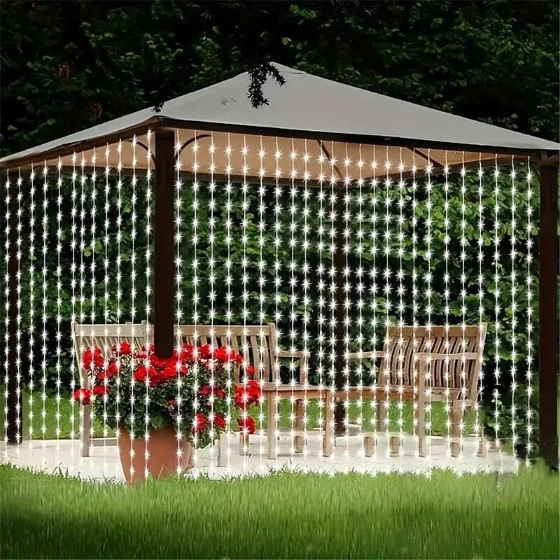 3x3M Flexible LED Curtain Lights, 300 LEDs LED String Lights with 13-Key Remote USB Powered Low Voltage Warm White & RGB, Safety for Christmas Room & Curtain Decor3