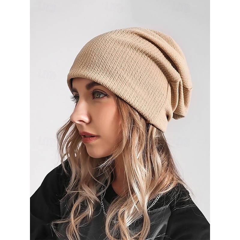 Women's Slouchy Beanie Hat with Textured Knit Design, Casual Lightweight Cap for Autumn and Winter Fashion2