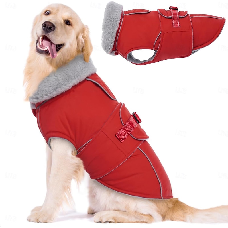 Dog Coat Jacket Parka Jacket Reflective Warm Water-Resistant Outdoor Dog Clothing for Medium Large