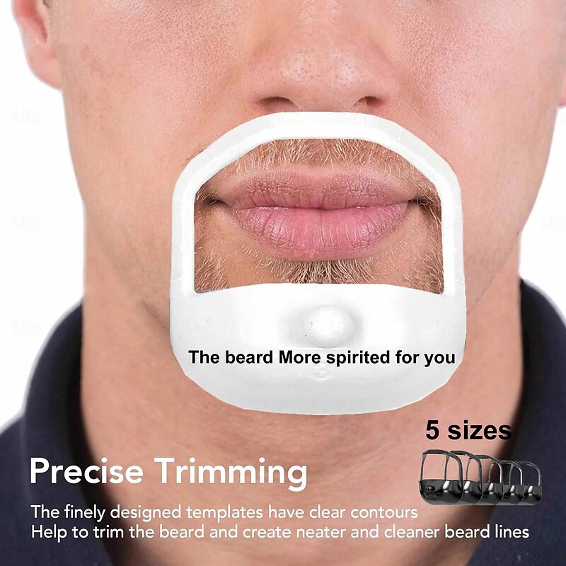 5pcs/set Beard Shaper Goatee Mustache Grooming Tool Face Hair Styling Template for Man - Transparent4