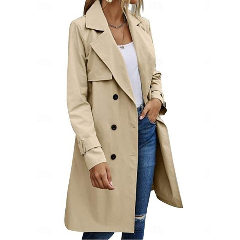 Women's Coat Outdoor Street Daily Wear Fall Winter Regular Coat Regular Fit Thermal Warm Breathable Stylish Casual Jacket Long Sleeve Plain with Pockets Black Army Green Red 6